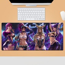KDA 리그 오브 레전드 마우스 장패드 게임 주변 마우스패드 라지 사이즈 내오염성 견디다 창의 기념 선물, 800*300*5mm, 패턴-5