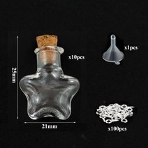 [케이로] 473066 코르크 마개가 있는 소형 미니 유리병 항아리 100 개 아이 나사 및 1 작은 깔때기 DIY 보석 만들기 5-10, [07] 7HA set, 7HA set