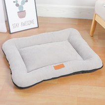 핑크팝콘 부드러운 코르드 애견 사각 마약 방석, 라이트그레이