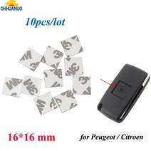 자동차자키 10 개몫 직경 16x16mm 사각형 타원형 스티커 원격 자동차 키 엠 블 럼 로고 시트로엥 키에 대 한 푸조에 교체, [01] for Peugeot