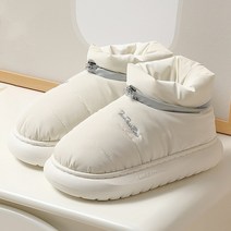 여성용 스노우 부츠 두툼한 따뜻한 다운 겨울 2023 방수 발목 미끄럼 방지 캔디 컬러 코튼 신발, 42-43(26cm), 04 Beige White_04 42-43(26cm)