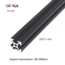 2020 T-슬롯 알루미늄 프로파일 압출 프레임 2 개 유럽 표준 검정색 선형 레일 CNC 3D 프린터 카메라 슬라이더 가구, 350mm