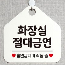 [theART] 화장실절대금연 흡연감지기작동 오각형 알림판 매장안내판 화이트 theART, 문구색상/블랙