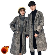가을 남자 모직 롱코트 루즈핏 체크 트렌치코트 정장 자켓 아우터 바람막이 점퍼 커플룩