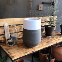 일음쇼핑^^*m화분 모던 테라스톤 타원형 20x34cm 화이트 투톤 심플 예쁜 선물용 기화분 모던한 감성 심플한일medi^*^, ab*^^선택없는