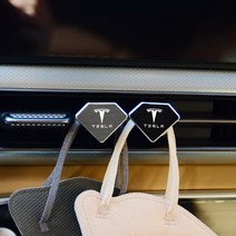 [가오] 테슬라 모델3 S X 엠블럼 레터링 송풍구 후크 클립 마스크 보관 걸이 차량 악세사리, A_원형-카본