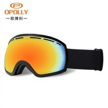스키고글 스노우보드고글 스포츠고글 고글 스키헬멧 OPOLLY 크로스보더 아웃도어 스키 스펀지 이중 김서림 방지 안경 장비 026, 블랙테두리+레보레드+퓨어블랙