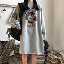 위위브렌 겨울 여성 빅사이즈 기모 루즈핏 원피스