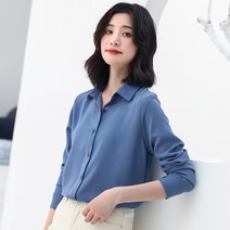 에끌 여자 블라우스 쉬폰 블라우스봄가을 쉬폰 블라우스 여성 디자인 소중한 기질의 긴팔 커리어 화이트 셔츠-11765