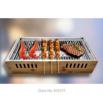 바베큐테이블 캠핑테이블 야외바베큐테이블 휴대용 대나무 상자 숯불 바베큐 그릴 상업용 바베큐 케밥 스토브 난방 오븐 가정용 상업용 테이블 바베큐 036-3