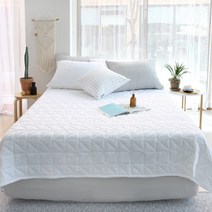 엠시베딩 알러지케어 크리즈 패밀리침대패드(퀸 라지킹) 2컬러 스프레드 패드, 화이트