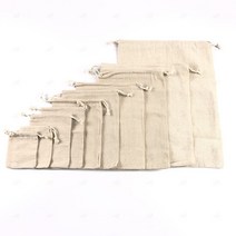 린넨 무지 면 천 마 주머니 파우치 이너백 더스트백 조리개 스트링 8x10cm