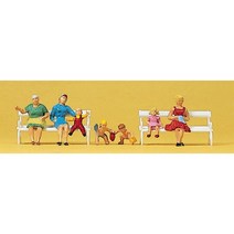 Preiser 10051 디오라마 미니어처 테라리움 공원 의자에 앉은 엄마와 아이들 7명 세트 사람 피규어 모형 1:87 사이즈
