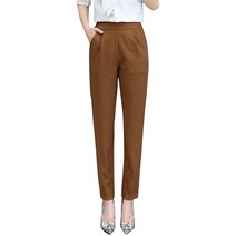 마이깡 똑딱이단추 바지 치마 후크 클래식 하이 웨이스트 하렘 팬츠 여성용 스트레치 대형 작업 바지, 01 caramel colour_01 L