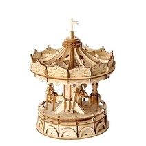 3D 입체퍼즐 puzzle 나무 조립 만들기 퍼즐 천연 나무 장난감 모델 빌딩 키트, 회전목마