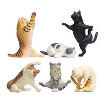 FCSHOP 6x 재미있는 만화 Pvc 요가 고양이 피규어 동물 피규어, 다중
