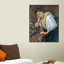 [더벨라] 세잔 - 테이블에 앉아있는 젊은 이탈리아 여인 Young Italian Woman at a Table 모던프레임 캔버스액자