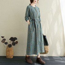 여성 린넨 원피스 오버핏 a라인 캐주얼 여자 봄 여름 가을 긴팔 롱원피스 linen dress women XK0105