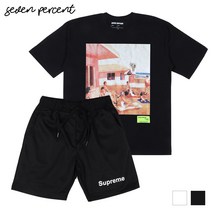 세븐퍼센트 슈프림 여름 데일리 코디 세트 니스비치 반팔티+체커 반바지 SET