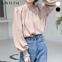 귈림 (귈림) 셔링 소매밴딩 페미닌 블라우스(GBSBL061P)