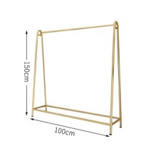 옷가게행거 모던행거 골드메탈 매장용 디자인 튼튼한 스탠드 옷전시 쇼룸 행거 의류 매장 특별 진열대 황금색 옷 난간 선반 바닥부터 천장까지 나카지마 선반 여성 의류 매장 디스플레이 랙, 공식 표준, 두꺼워진 길이 100 높이 150 나노미터 금