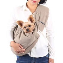 강아지 슬링백 고양이 이동가방 포대기 밀착 가방, 슬링백 - 베이지