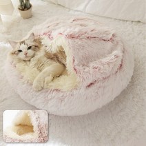 고양이 숨숨집 키튼박스 보온집 텐트 hot plush round cat bed 113, 40x40cm, 협력사, 핑크 롱 플러시