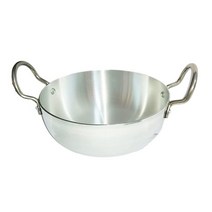 PARIJAT HANDICRAFT 알루미늄 kadhai/karahi 실버 프라이팬 야채 그릇 알루미늄 웍 (17.8cm(7인치)), 7-Inch