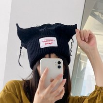 구미 디자이너용 악마 모자 고양이 돼지 귀 비니 추동 할로윈 패션 브랜드 클라인 블루