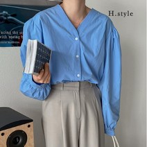 에이치스타일 SH 브이셔링블라우스셔츠 봄 여름 남방