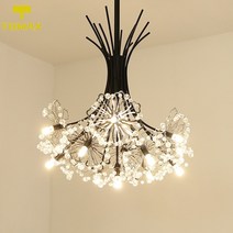 TOMAXIN 민들레 크리스탈 LED 샹들리에 현대 꽃 따뜻한 조명 침실 식당 연구 홈 조명 매달려 램프 조명기구, 13 Heads, 따뜻한 빛, 검정