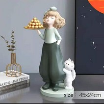 수납 서랍형 쇼파 벤치 의자 홈 거실 장식 인형 인테리어 동상 만화 스토 소녀 트레이 소파 가장자리 장식품 미적 이동 선물, Green height 45cm