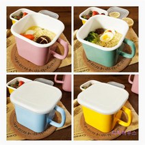 사각 손잡이 법랑용기 라면 냄비 밀폐용기 수납, 핑크