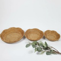 라탄 원형 트레이 뉴 라운드 바스켓 과일 바구니 간식 바구니 진열 바스켓 3종(택1), 뉴 라운드 바스켓(S)