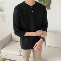 애드매이브 남자 슬라브 헨리넥 7부티셔츠 3color 긴팔 티셔츠(빅사이즈 추가)
