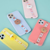 라인프렌즈 베이비 피규어 핑거 스트랩 핸드폰줄 끈, 초코