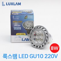 룩스램 LED GU10 8W 소켓포함 주백색, 주광색