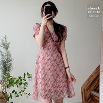 짐머원피스 스윗 숲 프렌치 작은 키 숏 데이지 플라워 쉬폰 허리보정 슬림핏 여름 2648903191