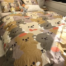 침구류커버 단아한 그래피티 낙서 곰돌이 푸 침대용품 4종 순면 코튼 15M 쌀 이불커버 침대시트 쓰리 2862827228