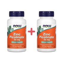 (1+1) NOW 나우푸드 아연 피콜리네이트 50mg 피콜린산 징크 120베지캡슐 2팩, 1개, 기본