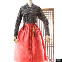 가바바 여성 미디 원피스 쨍한 다홍빛으로 얼굴빛이 사는 생활한복 세트 G64718