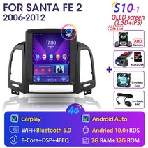 자동차 관련제품 Srnubi-안드로이드 11.0 자동차 라디오 현대 싼타페 2 2006-2012 용 멀티미디어 비디오 2, 09 S10-1 Camera-64G DVR