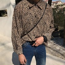 노블럼 남자 레오파드 셔츠 오버핏 긴팔 가을 호피 남방