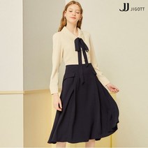 JJ지고트 플랩 장식 배색 타이넥 원피스 GN3P0OP33
