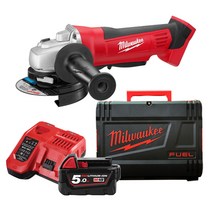 밀워키 HD18 AG125-501X 충전 18V 5인치 앵글그라인더 세트, 1세트