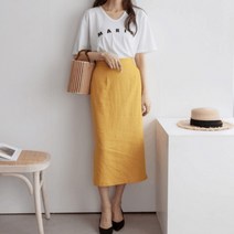 [바보사랑] 여성 H라인 A라인 치마 스커트 여름 더블트임 린넨