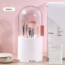 화장품 정리대 뚜껑있는 원목 화장품 정리함 아크릴 립스틱 트레이 정리대아크릴 화장품 주최자 상자 투명 회전 메이크업 브러시 케이스 매니큐어 립스틱 홀더 눈썹 연필 보관 튜브, D8558 화이트