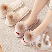 푹신한 천실내화 2p 앞막힘 발소리 미끄럼방지 거실 실내 쿠션 슬리퍼 호텔 어린이집 매장, 밍크골드+밍크핑크