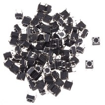 100 PCS 6 x 6mm x 4.3mm 패널 PCB 순간 촉각 촉각 푸시 버튼 스위치 딥, 6 x 6 x 4.3 mm, 블랙 & 실버, 100개