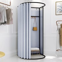 피팅룸 쇼핑몰 옷가게 매장 교복 드레스룸 탈의실, 85x80, 블랙 프레임 그레이  천